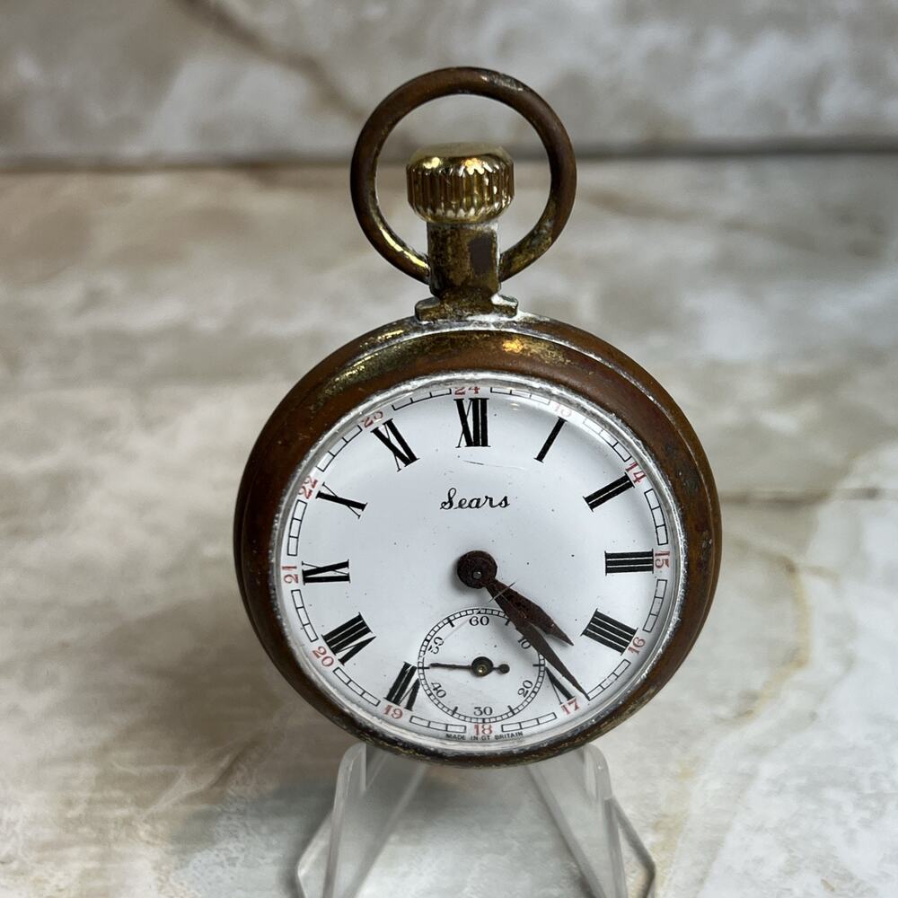 Vintage Sears Pocket Watch Made in Great Britain FOR PARTS or REPAIR Not Running